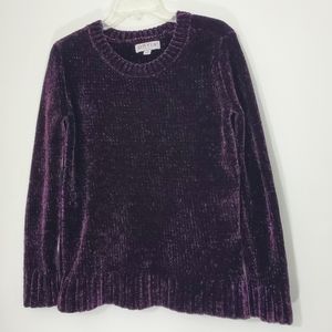 Orvis Dark Purple Velor-like Top, Size Small